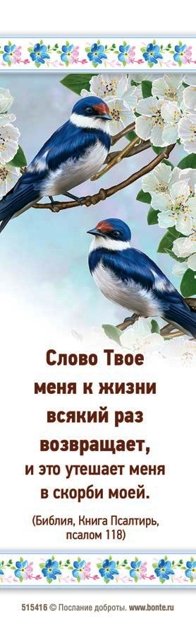 Закладка одинарная 4x16: Слово Твое меня к жизни возвращает