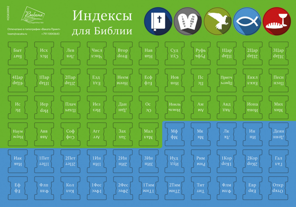 ИНДЕКСЫ ДЛЯ БИБЛИИ. Зеленый/голубой