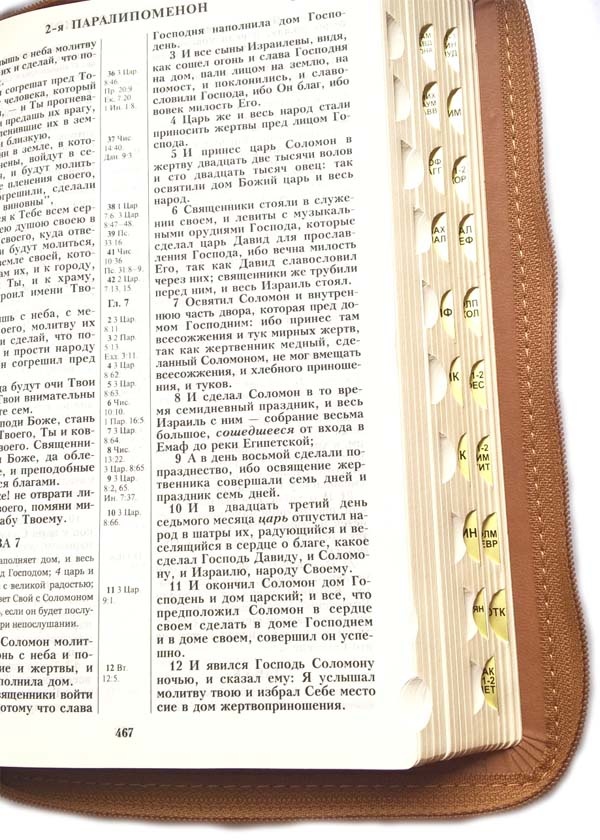 БИБЛИЯ 055 ZTI Бежевая, 2 рыбки, парал. места, молния, золотой срез, индексы, словарь /145x205/