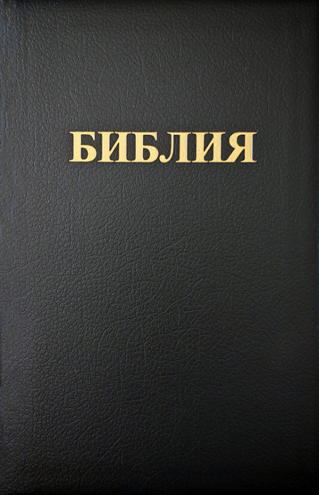БИБЛИЯ 083. Большой формат, кожа, гибкий переплет, черный цвет, золотой обрез, 2 закладки, подарочная вкладка /280х180/