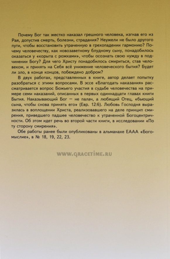 Уценка! БЛАГОДАТЬ НАКАЗАНИЯ. Божии цели в наказании грешника. Владимир Ворожцов