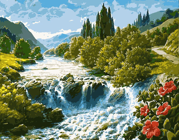 КАРТИНА ПО НОМЕРАМ. Водопад /40х50/