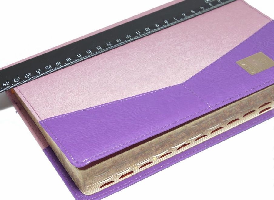 БИБЛИЯ 075 PNTI Розовый/Сиреневый цвет, индексы, золотой с звездами срез, закладка /165х235/