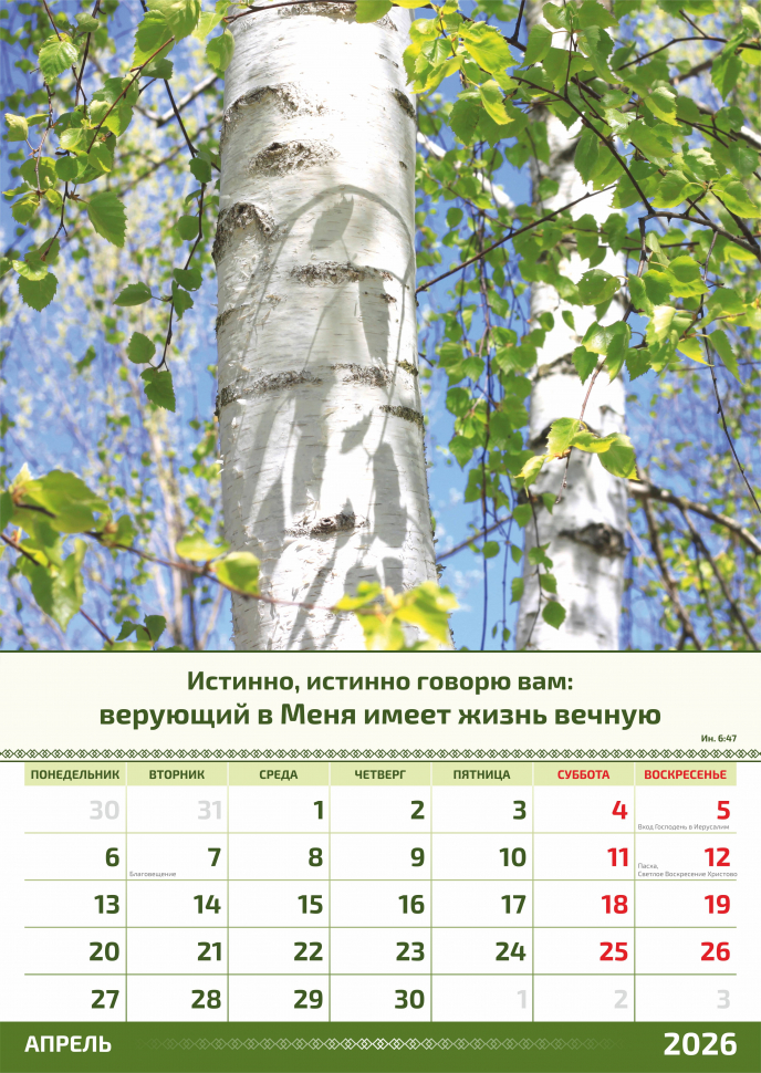 Перекидной календарь 2026: Слово Божье в каждый дом. 6 листов /Акварель/