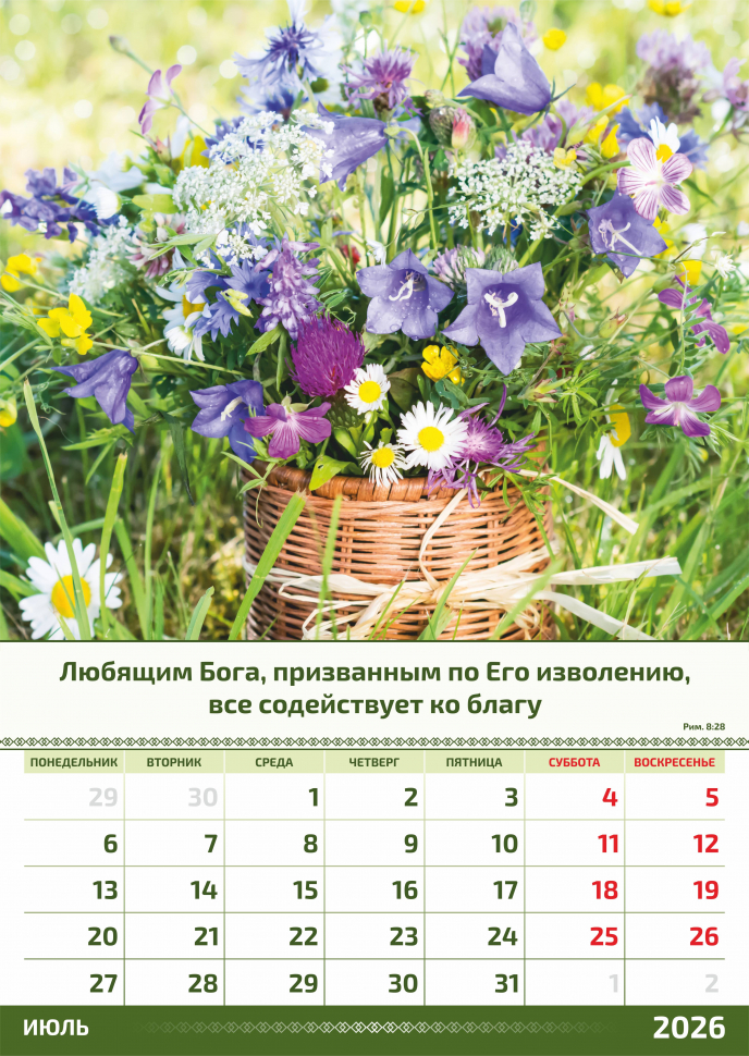 Перекидной календарь 2026: Слово Божье в каждый дом. 6 листов /Акварель/