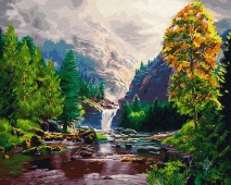 КАРТИНА ПО НОМЕРАМ. &quot;Водопад в горах&quot; /40х50/