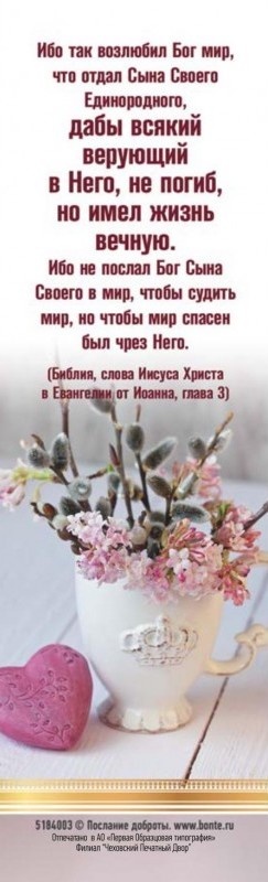 Закладка одинарная 4x16: Ибо так возлюбил Бог мир