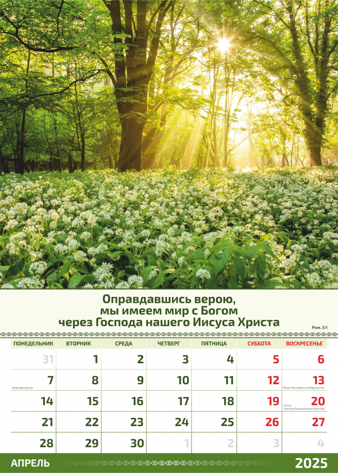 Перекидной календарь 2025: Слово Божье в каждый дом. 6 листов /Акварель/