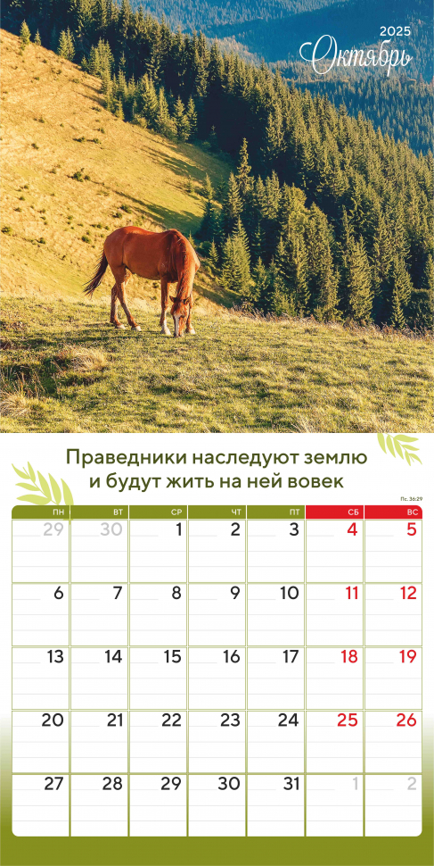 Перекидной календарь 2025: Природа славит Творца /Акварель/