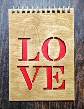 Блокнот малый &quot;Love&quot; Дерево, пружина /155х110 мм/