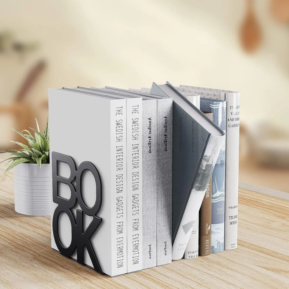 ОГРАНИЧИТЕЛЬ ДЛЯ КНИГ. Комплект 2 шт /черный цвет/